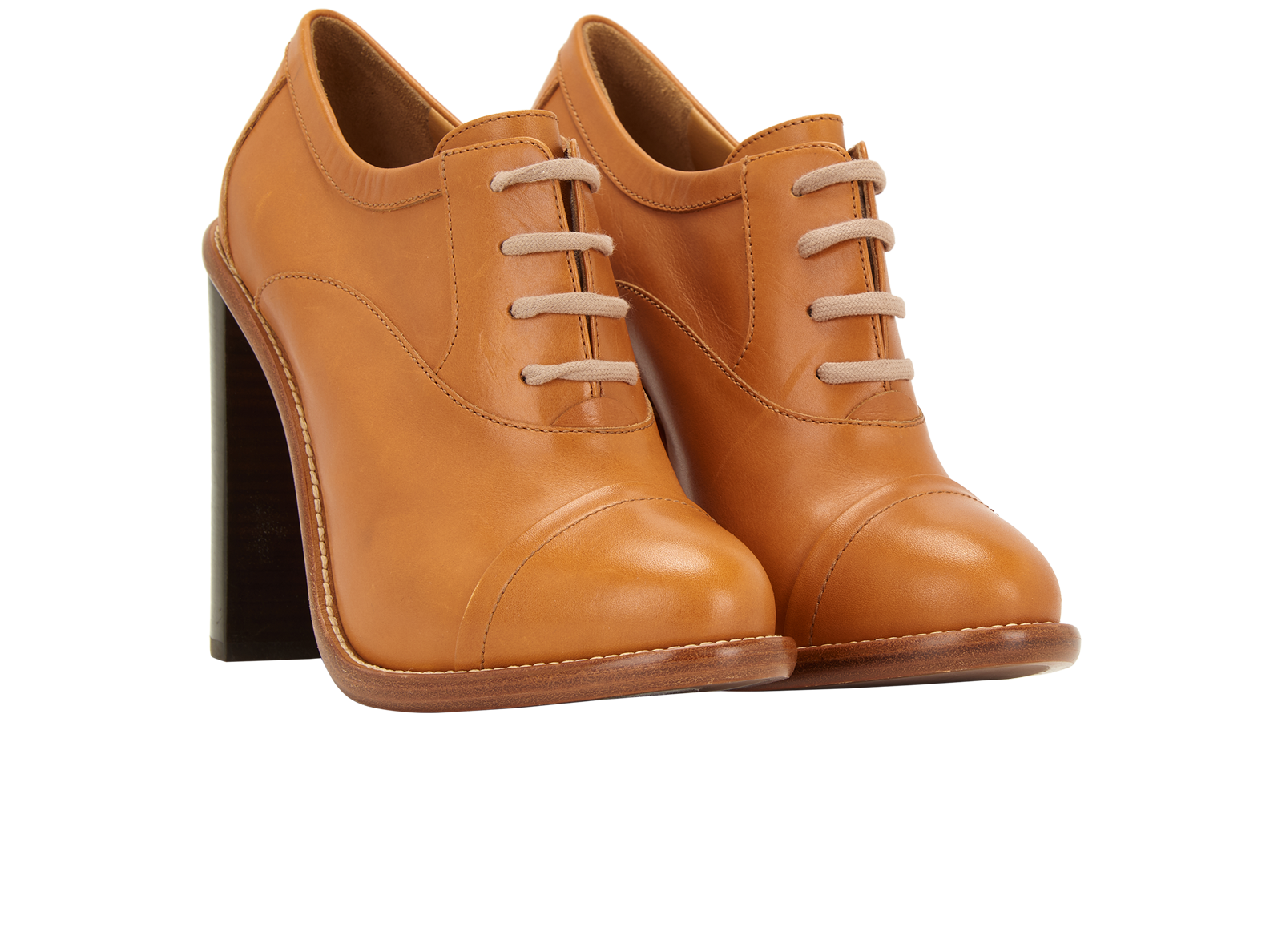 Chloe Rosie Lace Up Heels, &pound;90, Shoes, Tan, Leather, Side view