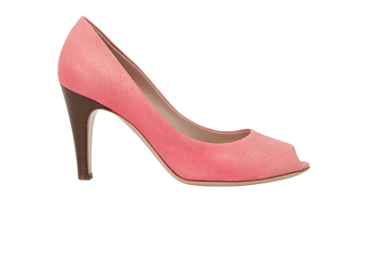 Salvatore Ferragamo Peep Toe Pumps, &pound;160, Shoes, Pink, Leather, Front view