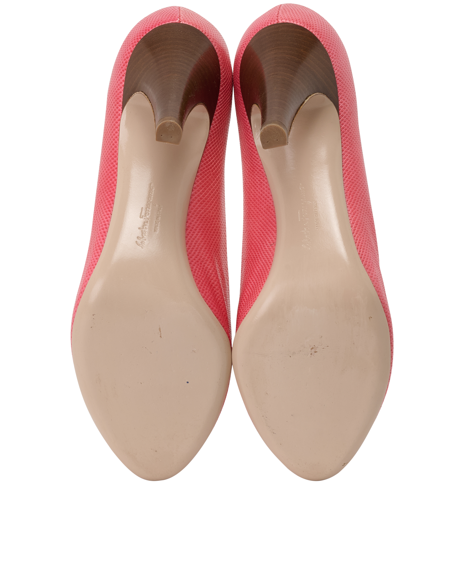Salvatore Ferragamo Peep Toe Pumps, &pound;160, Shoes, Pink, Leather, Top view