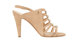 Chanel Pearl Caged Sandals, Suede, Beige, UK6, DB/B, 2*