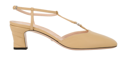 Gucci Petite GG T-Strap Heels, &pound;350, Shoes, Beige, Leather, Front view