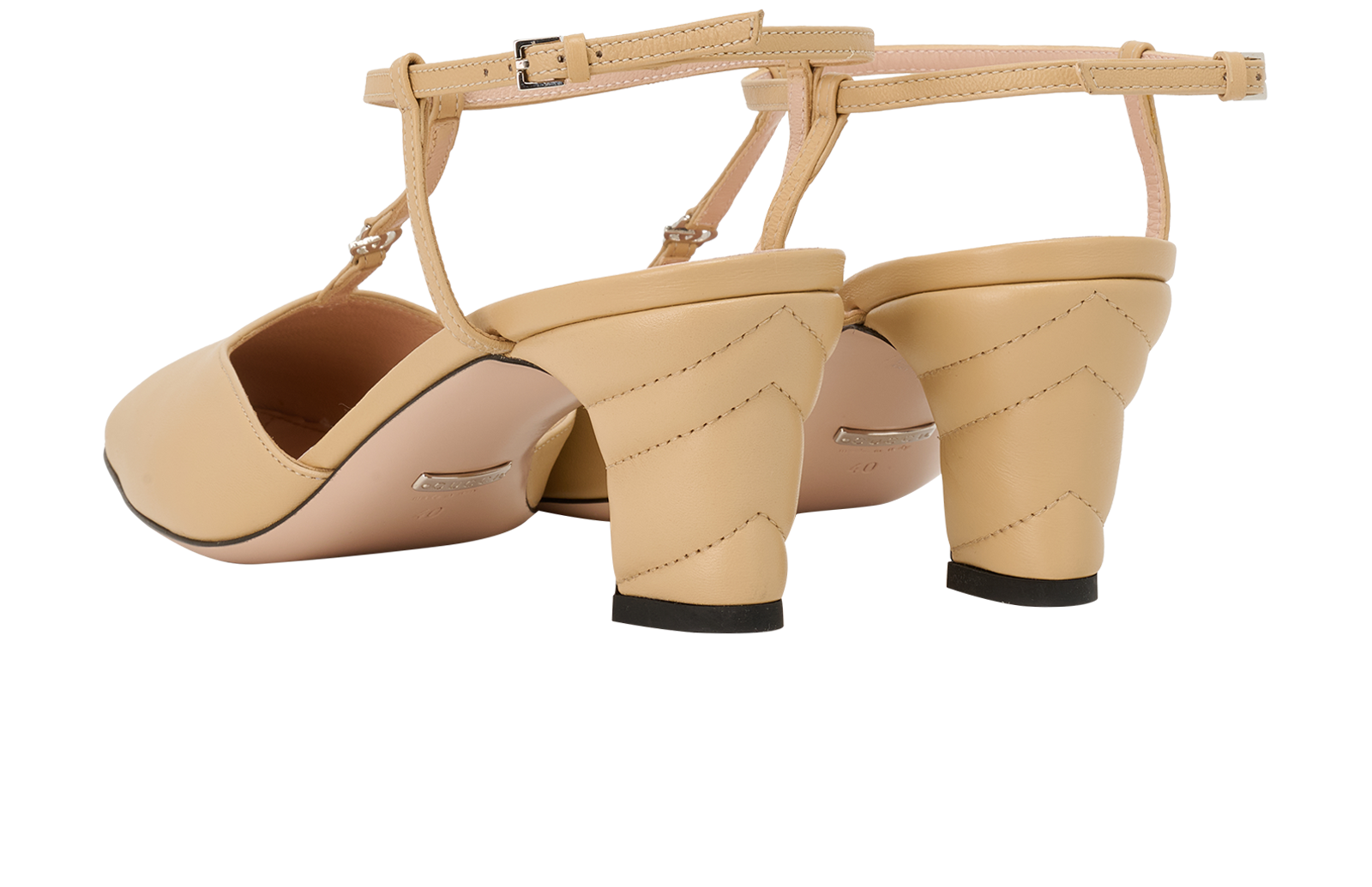 Gucci Petite GG T-Strap Heels, &pound;350, Shoes, Beige, Leather, Back view