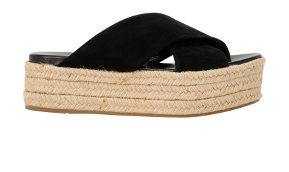 Miu Miu Espadrille Platform Sandals, &pound;120, Shoes, Black, Suede, Front view