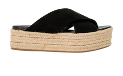 Miu Miu Espadrille Platform Sandals, Suede, Black, UK 3.5, 2*