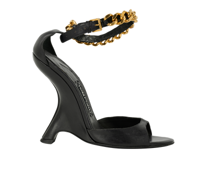 Tom Ford Wedge Chain Heels, &pound;280, Shoes, Black, Leather, Front view