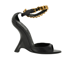 Tom Ford Wedge Chain Heels, Leather, Black, UK6, DB, 2*