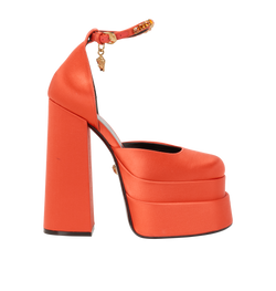 Versace Medusa Aevitas Platform Pumps, Satin, Orange, UK3, B/DB, 3*