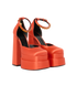 Versace Medusa Aevitas Platform Pumps, &pound;220, Shoes, Orange, Satin, Side view