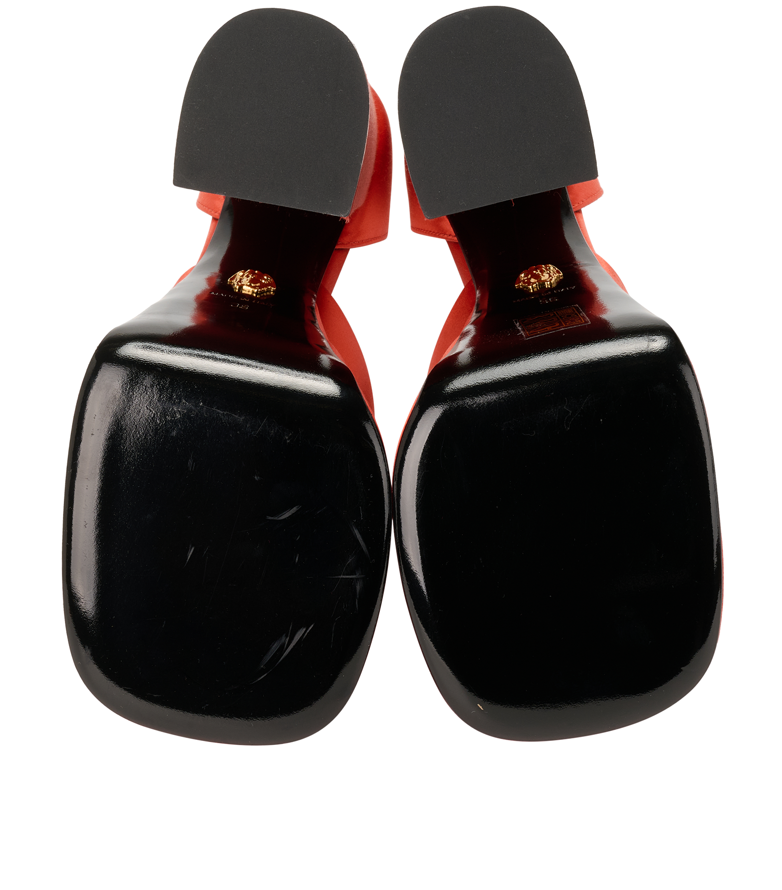 Versace Medusa Aevitas Platform Pumps, &pound;220, Shoes, Orange, Satin, Top view