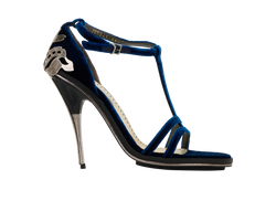 Stella McCartney Metal Detail Sandals, Leather/Velvet, Blue, UK6.5,B, 2*