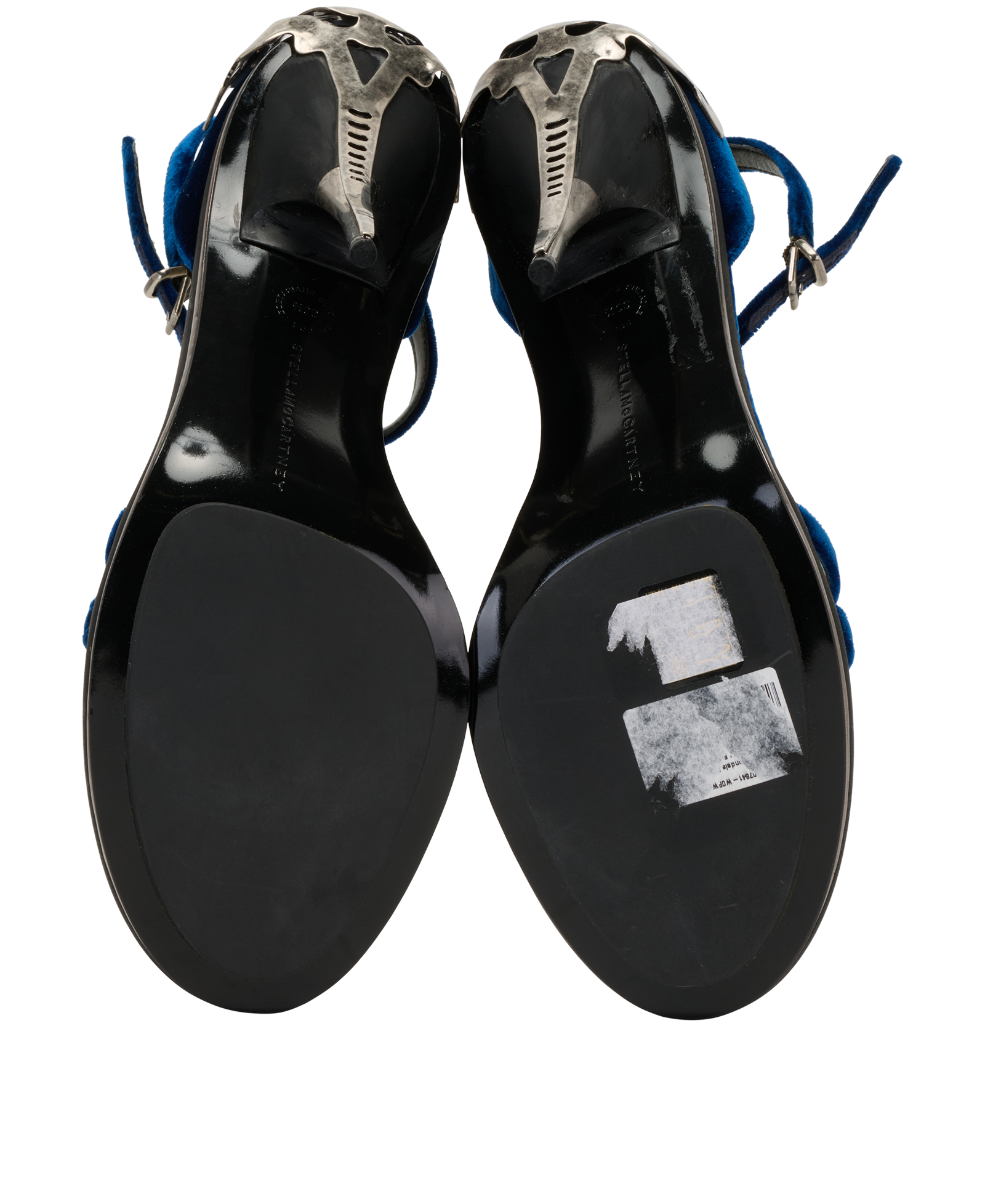 Stella McCartney Metal Detail Sandals, &pound;190, Shoes, Blue, Leather/Velvet, Top view