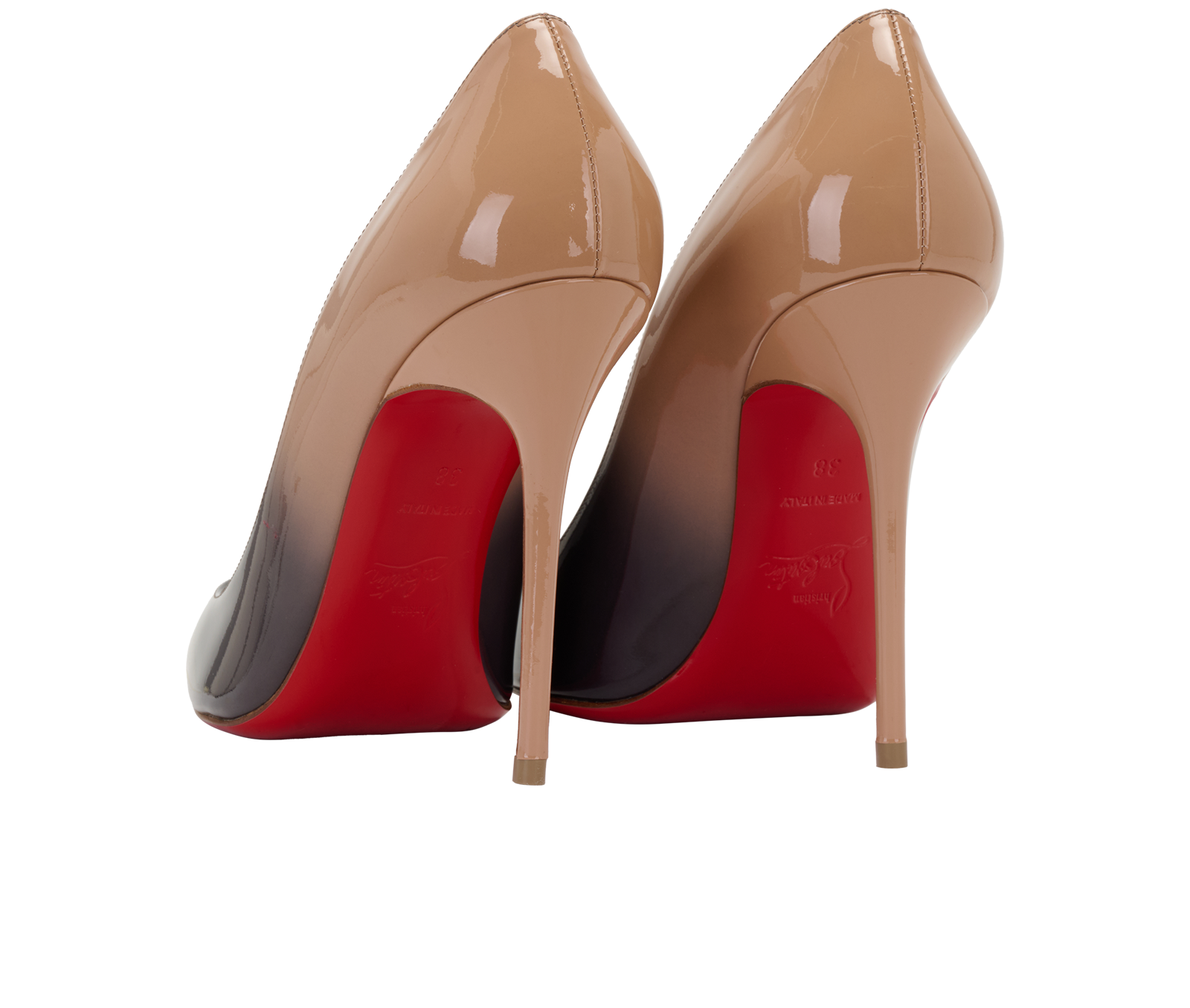 Christian Louboutin So Kate Ombre, &pound;395, Shoes, Beige/Black, Patent Leather, Back view