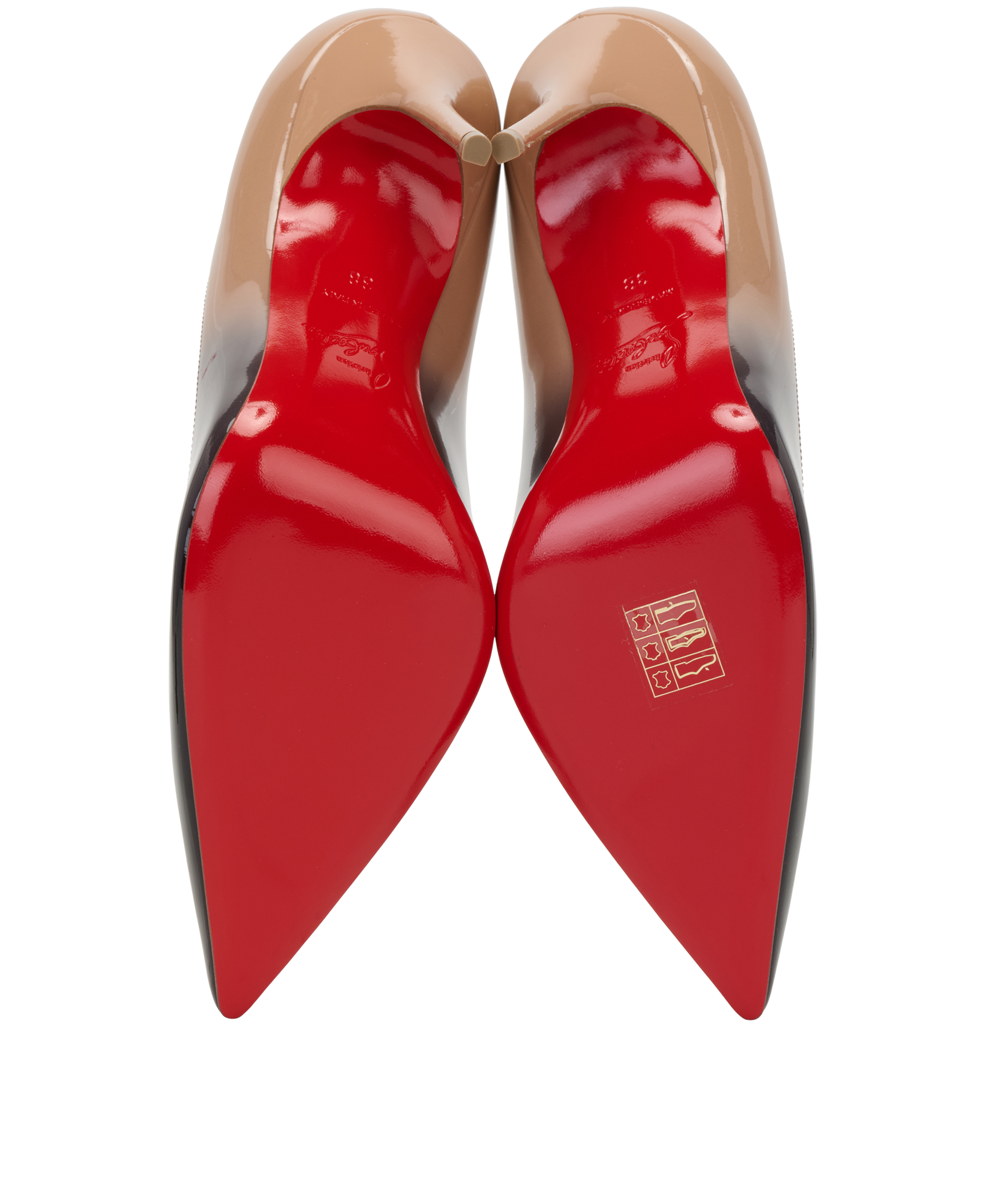 Christian Louboutin So Kate Ombre, &pound;395, Shoes, Beige/Black, Patent Leather, Top view