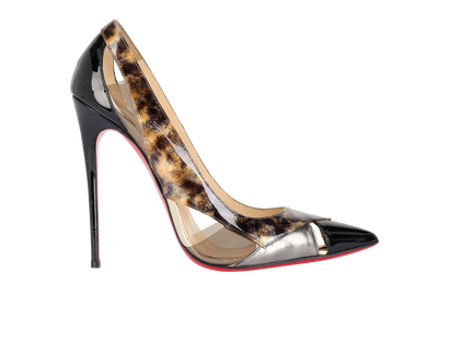 Christian Louboutin Galata 120, &pound;350, Shoes, Black/Brown, Patent Leather, Front view