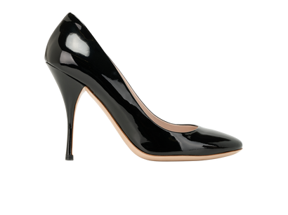 Miu Miu Glossy Pumps, &pound;170, Shoes, Black, Patent Leather, Front view