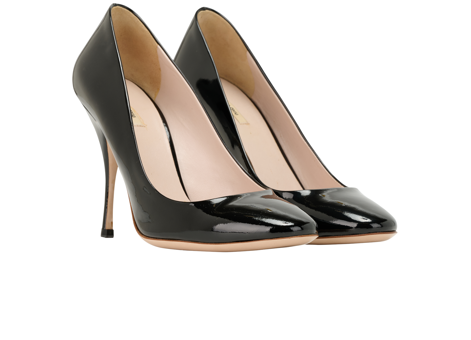 Miu Miu Glossy Pumps, &pound;170, Shoes, Black, Patent Leather, Side view