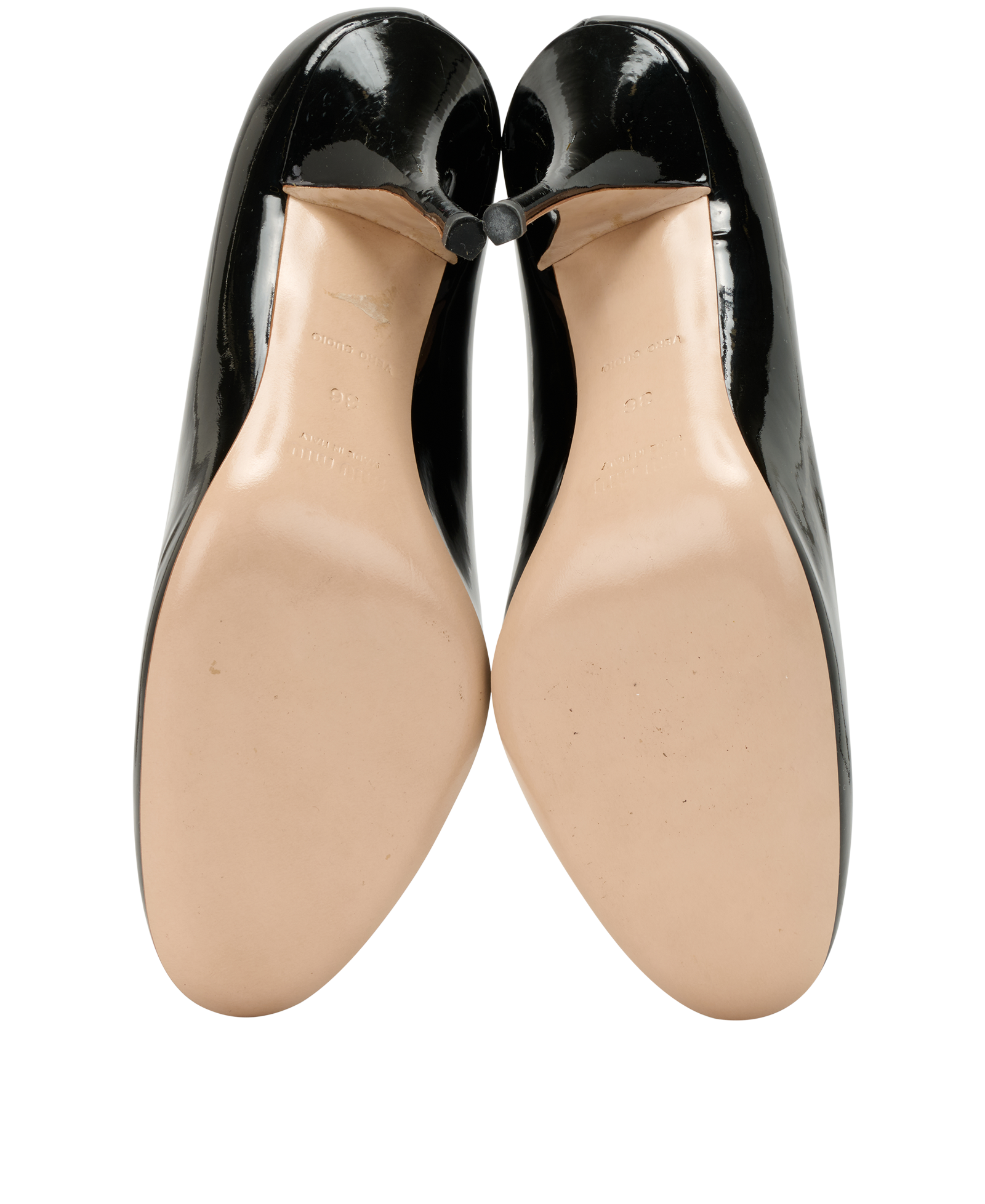 Miu Miu Glossy Pumps, &pound;170, Shoes, Black, Patent Leather, Top view