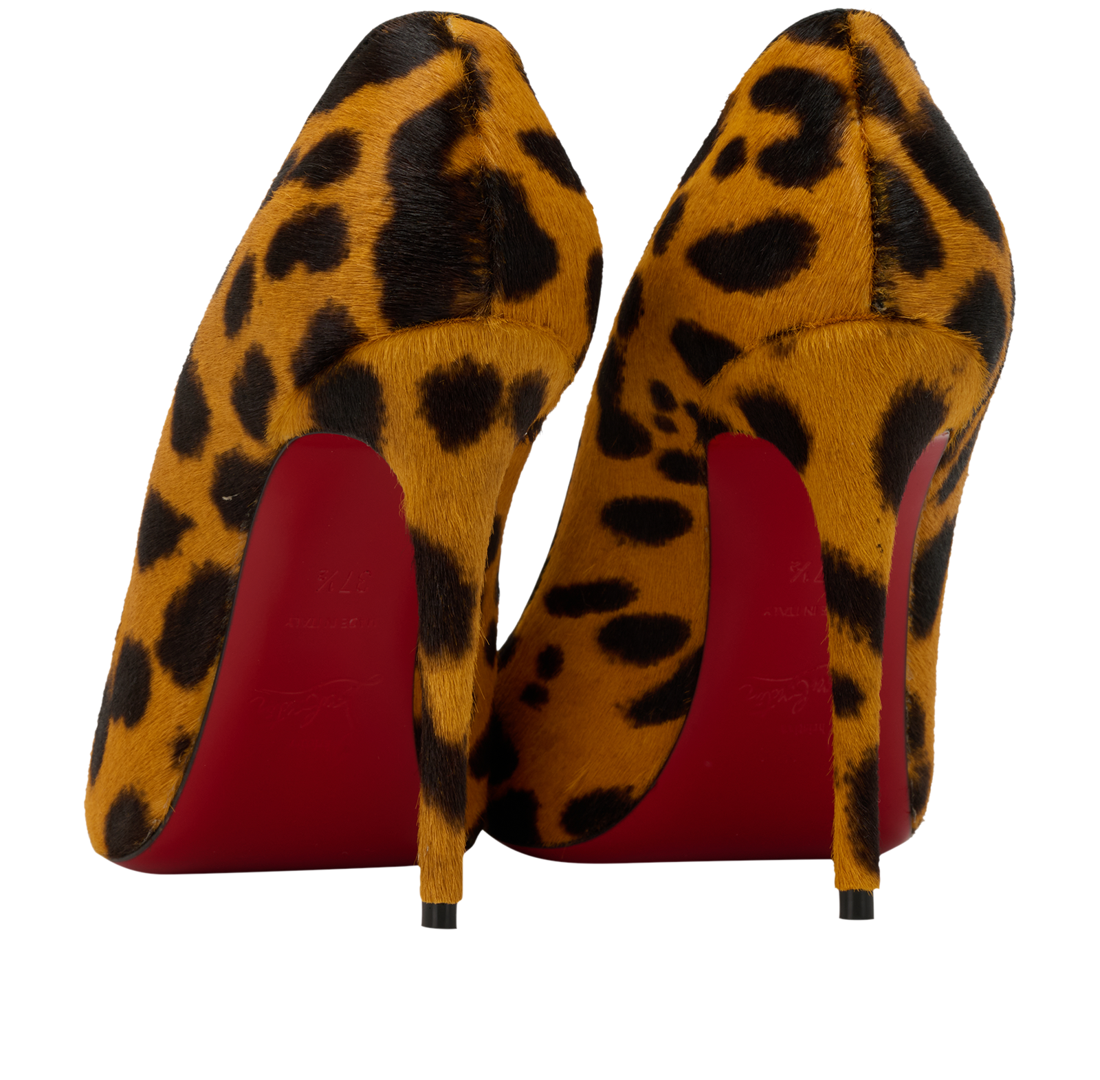Christian Louboutin Kate 100, &pound;395, Shoes, Black/Orange, Leather/Pony / Calfhair, Back view