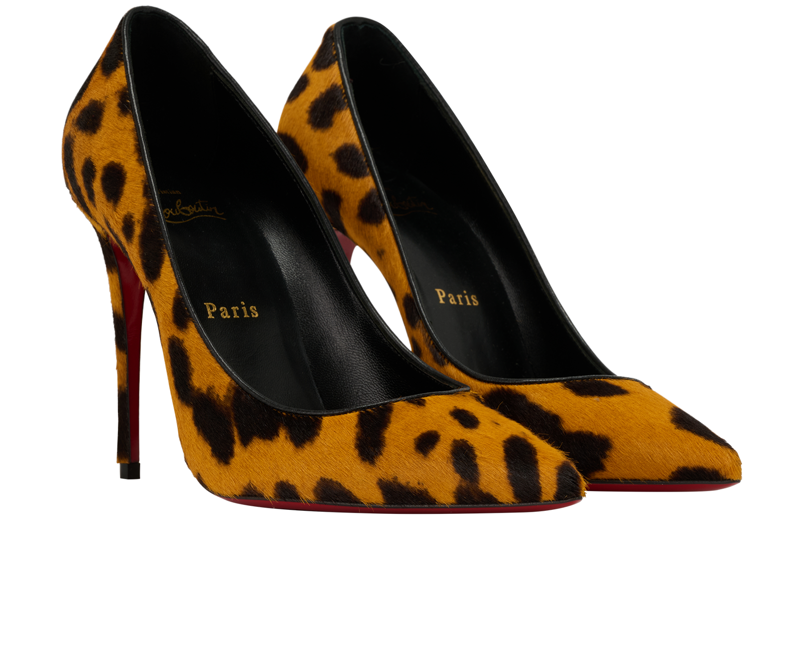 Christian Louboutin Kate 100, &pound;395, Shoes, Black/Orange, Leather/Pony / Calfhair, Side view