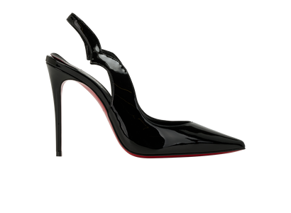 Christian Louboutin Hot Chick Sling Pumps, &pound;395, Shoes, Black, Patent Leather, Front view