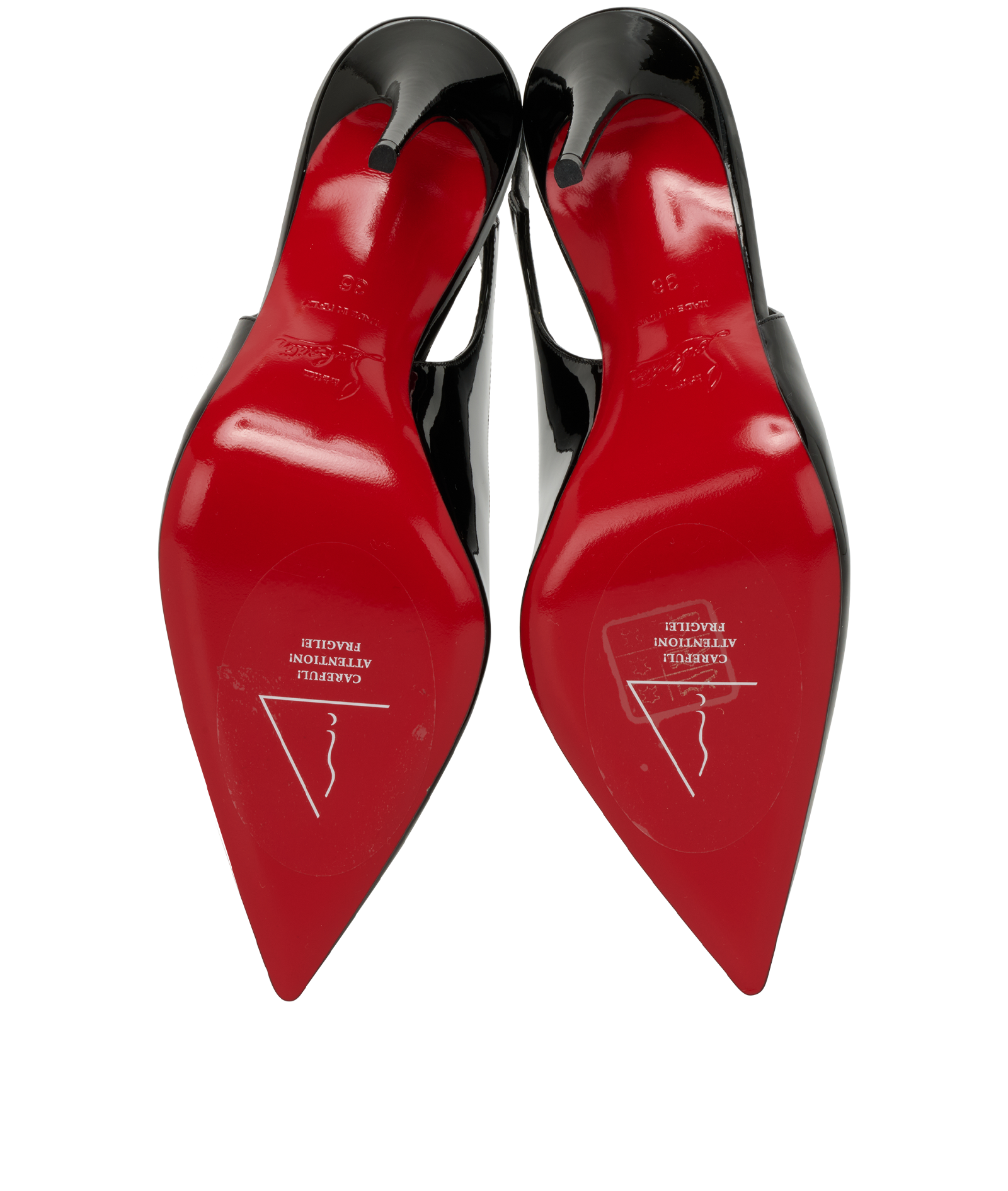 Christian Louboutin Hot Chick Sling Pumps, &pound;395, Shoes, Black, Patent Leather, Top view