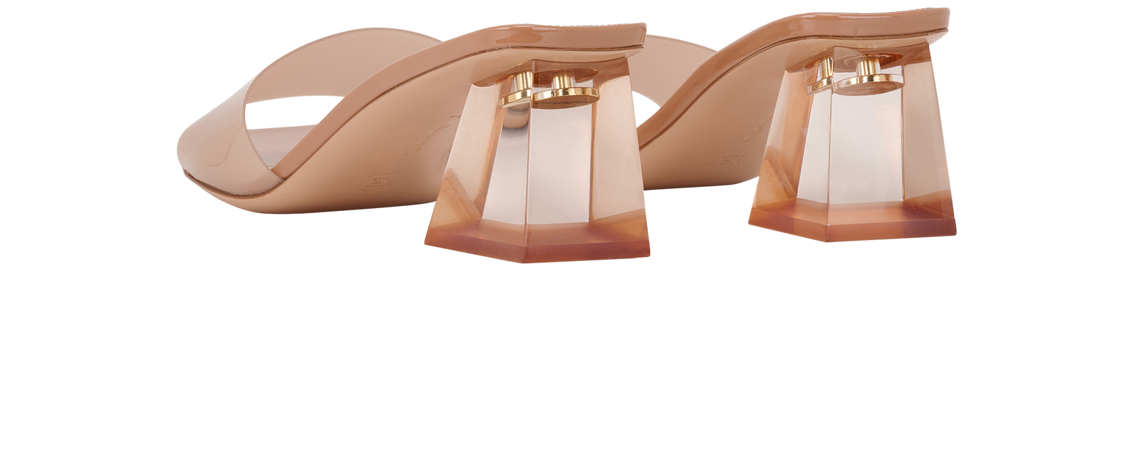 Gianvito Rossi Glass Praline Heels, &pound;150, Shoes, Brown/Pink, Patent Leather/Plastic, Back view