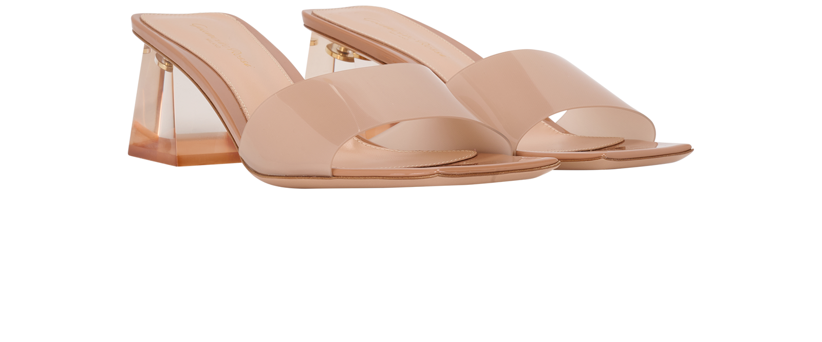 Gianvito Rossi Glass Praline Heels, &pound;150, Shoes, Brown/Pink, Patent Leather/Plastic, Side view