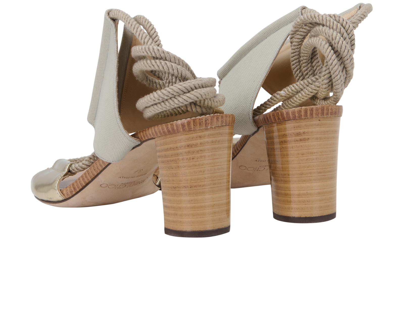 Jimmy Choo Block Heel Sandals, &pound;90, Shoes, Grey, Fabric, Back view