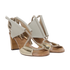 Jimmy Choo Block Heel Sandals, &pound;90, Shoes, Grey, Fabric, Side view