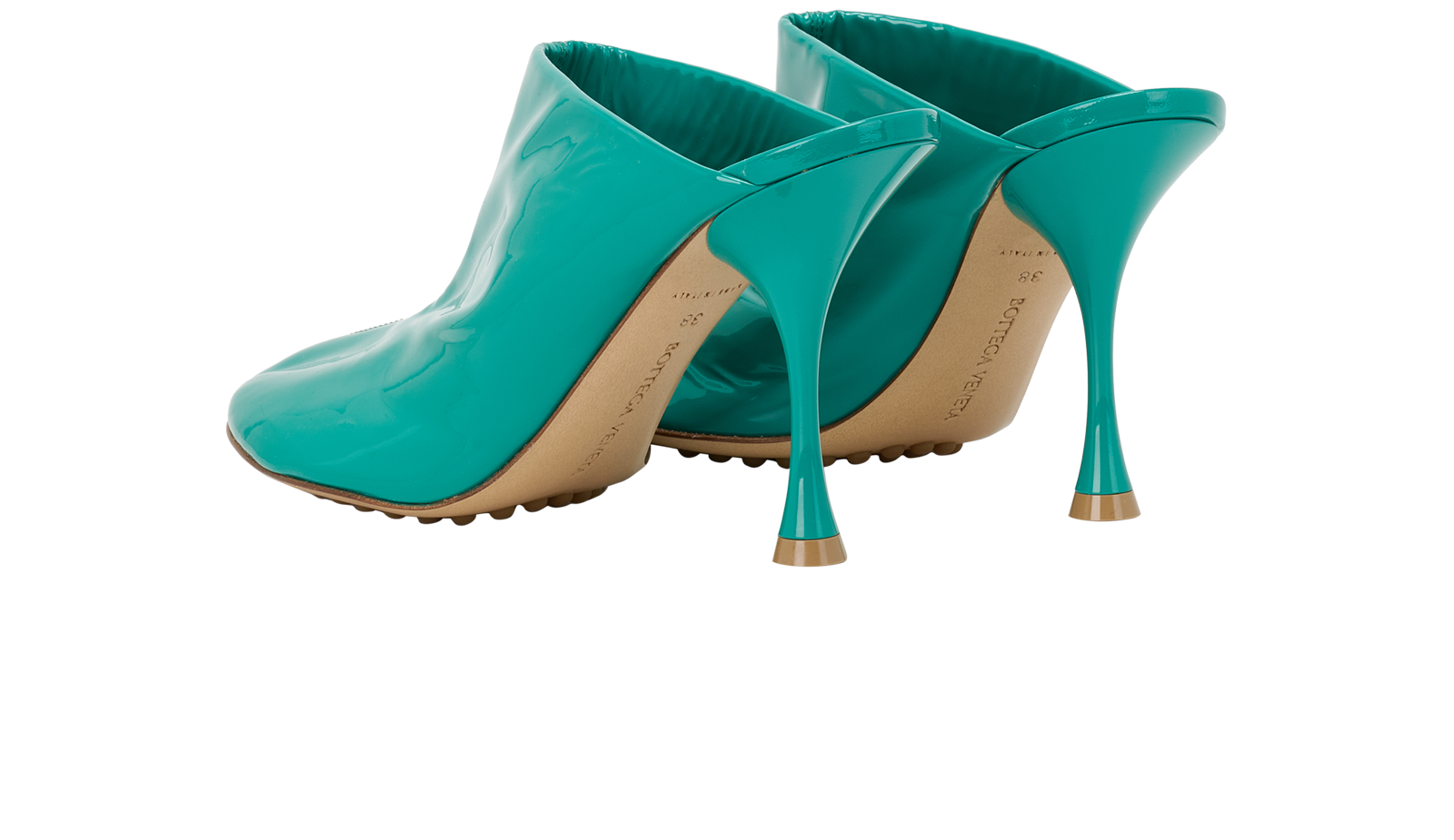 Bottega veneta Supergloss Dot Mules, &pound;220, Shoes, Green, Patent Leather, Back view