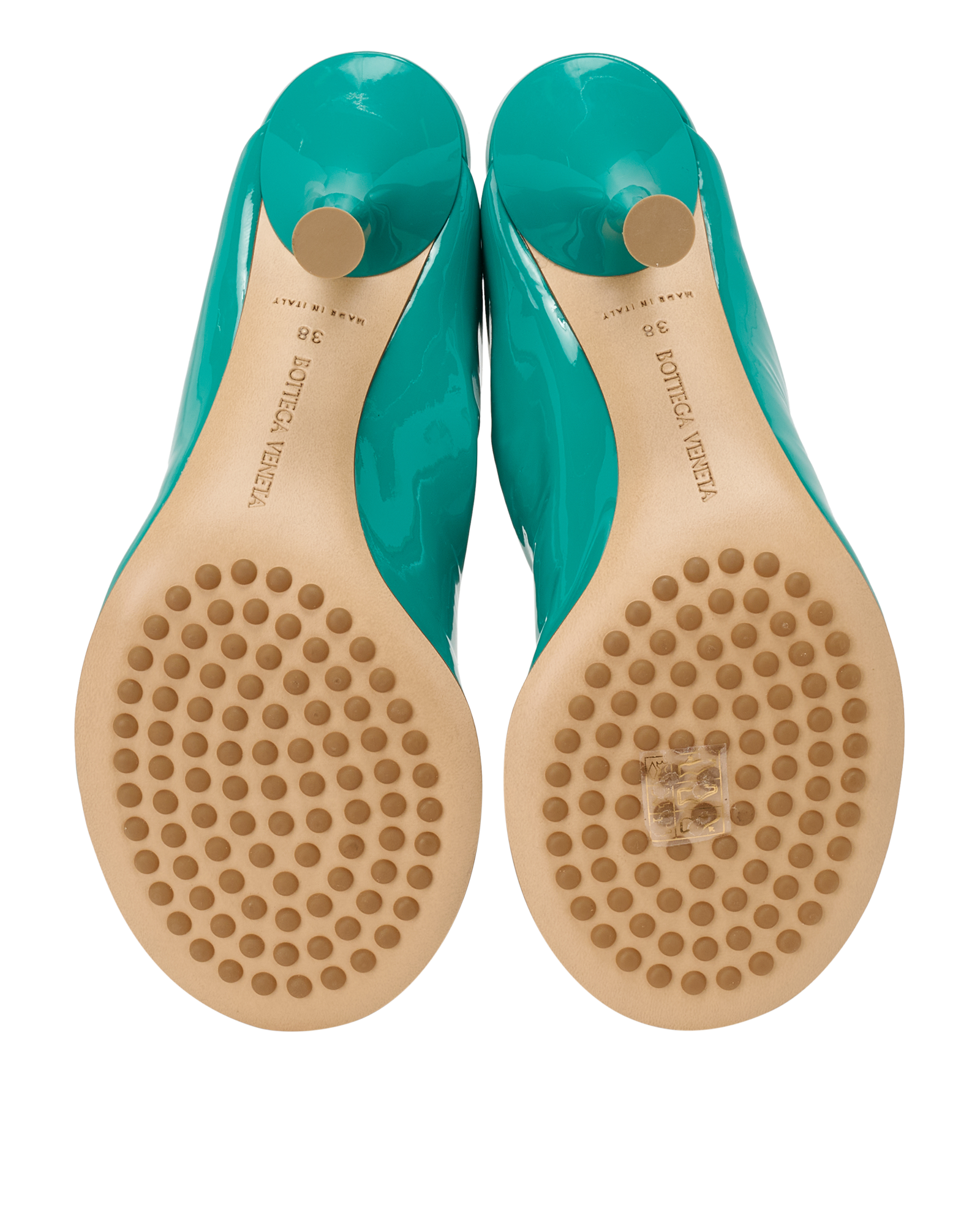 Bottega veneta Supergloss Dot Mules, &pound;220, Shoes, Green, Patent Leather, Top view