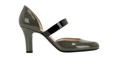 Bottega Veneta Mary Jane Pumps, &pound;120, Shoes, Black/Grey, Patent Leather, Front view