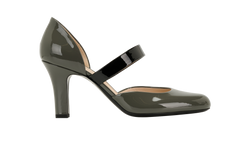 Bottega Veneta Mary Jane Pumps, Patent, Grey/Blk, UK6, DB/B, 3*