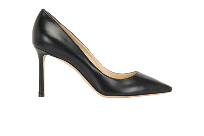 Jimmy Choo Romy 85 Heels, &pound;195, Shoes, Black, Leather, Front view