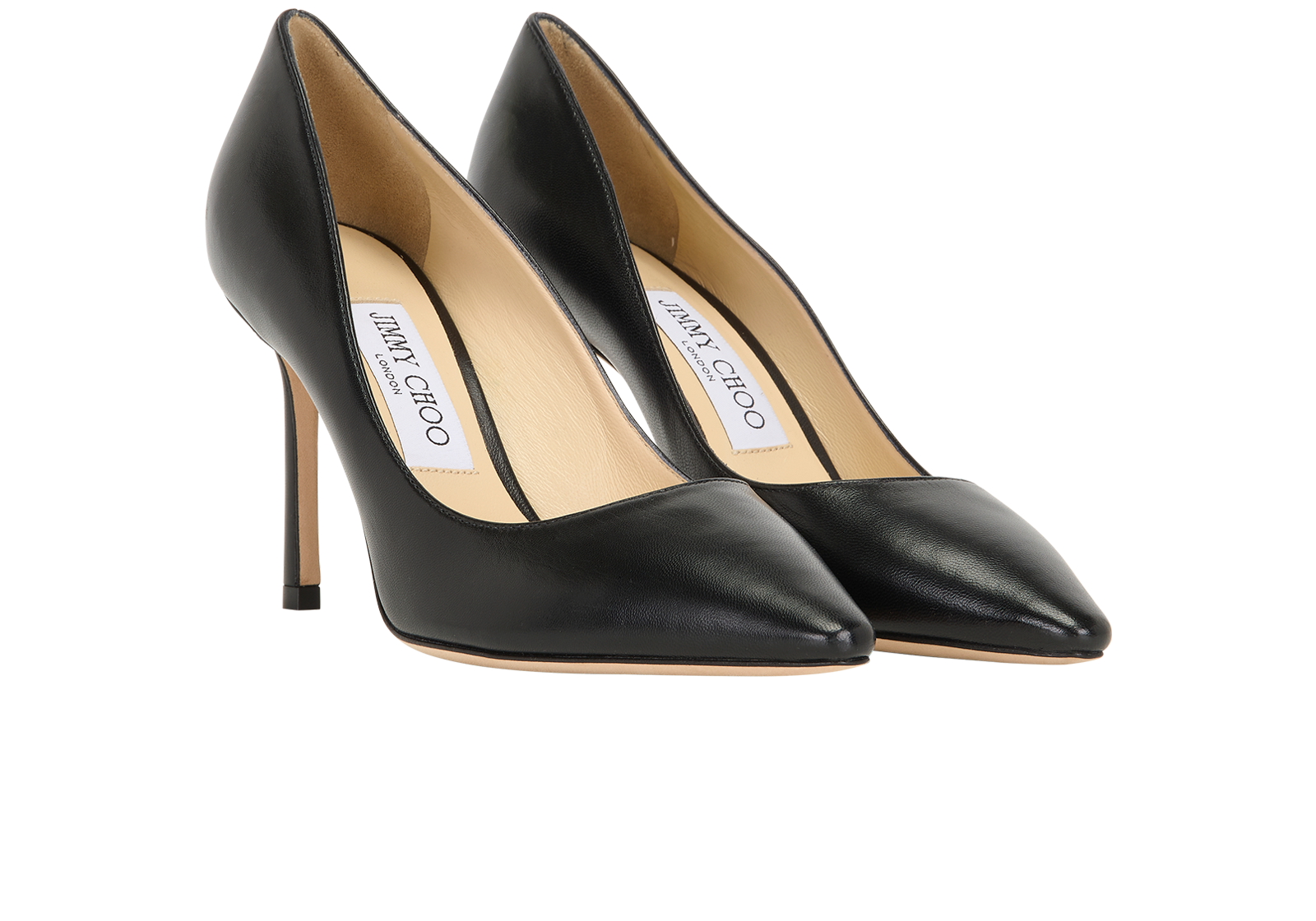 Jimmy Choo Romy 85 Heels, &pound;195, Shoes, Black, Leather, Side view