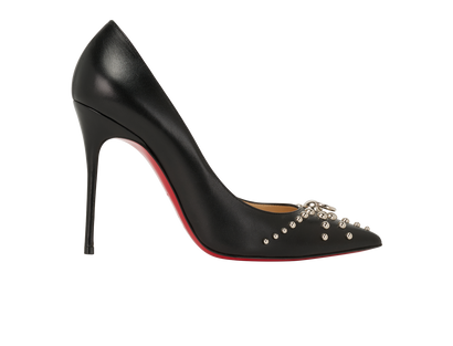 Christian Louboutin Door Knock Pumps, &pound;350, Shoes, Black, Leather, Front view