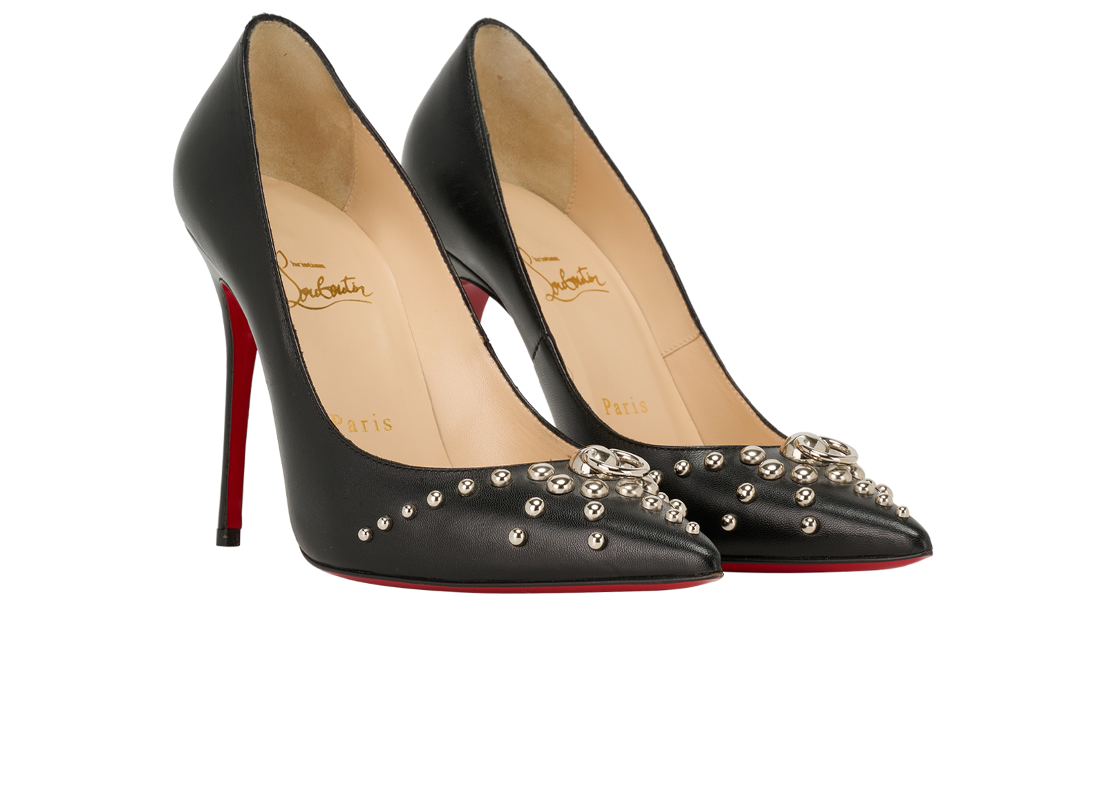 Christian Louboutin Door Knock Pumps, &pound;350, Shoes, Black, Leather, Side view