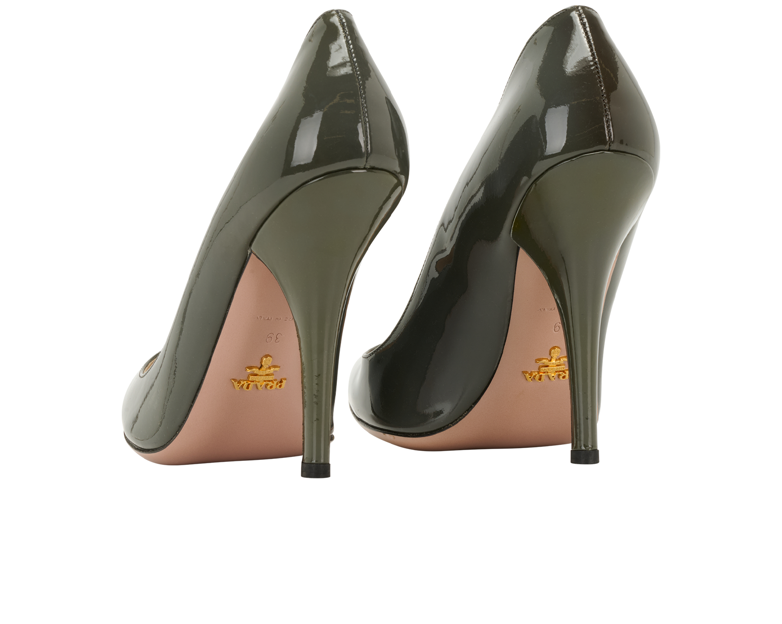 Prada Pointed Toe Pumps, &pound;350, Shoes, Grey, Patent Leather, Back view