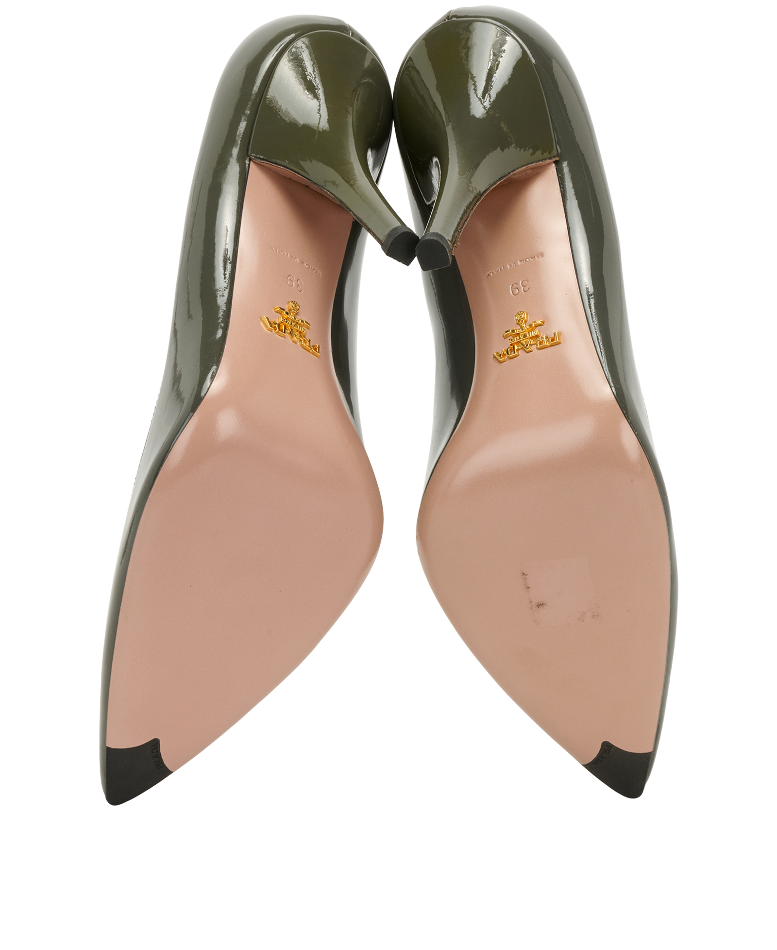 Prada Pointed Toe Pumps, &pound;350, Shoes, Grey, Patent Leather, Top view