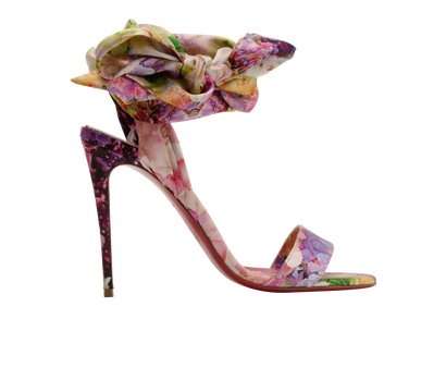 Christian Louboutin Sandale Du Desert 100, &pound;220, Shoes, Pink/Purple, Leather/Satin, Front view