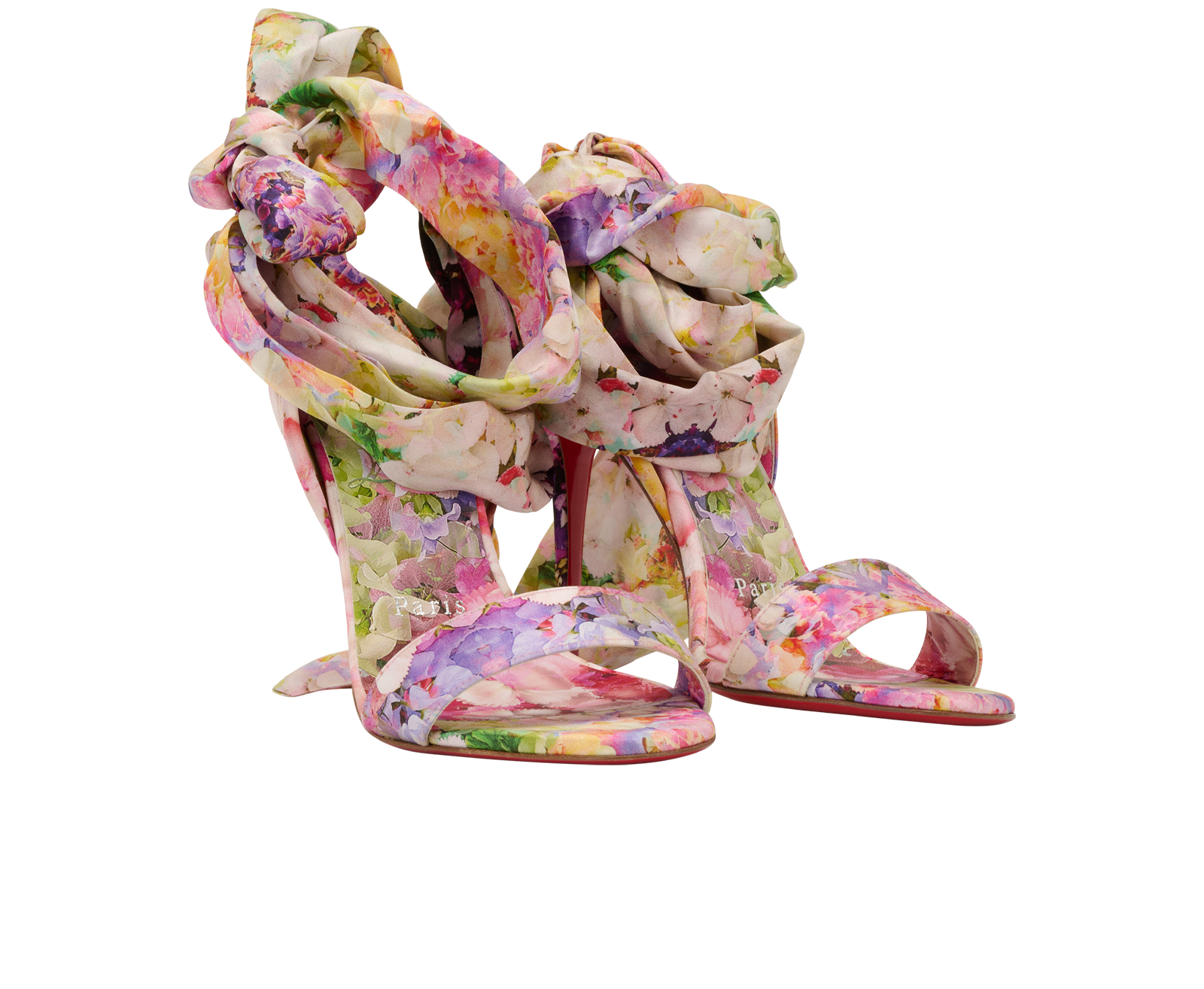 Christian Louboutin Sandale Du Desert 100, &pound;220, Shoes, Pink/Purple, Leather/Satin, Side view