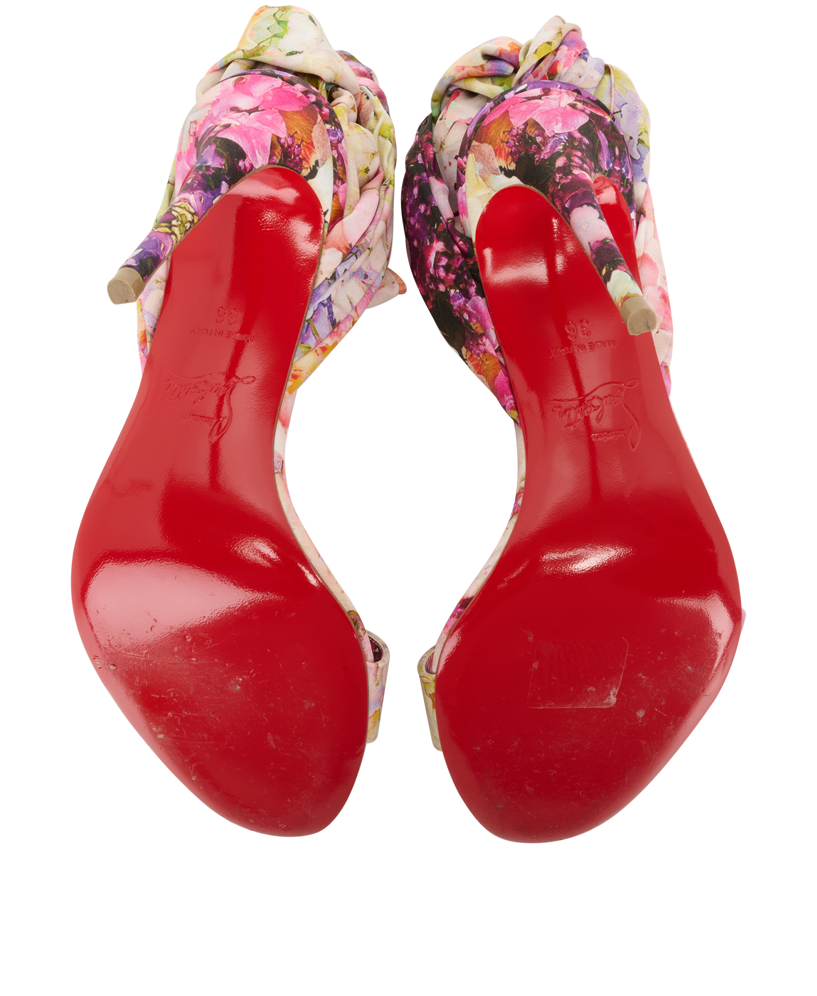 Christian Louboutin Sandale Du Desert 100, &pound;220, Shoes, Pink/Purple, Leather/Satin, Top view