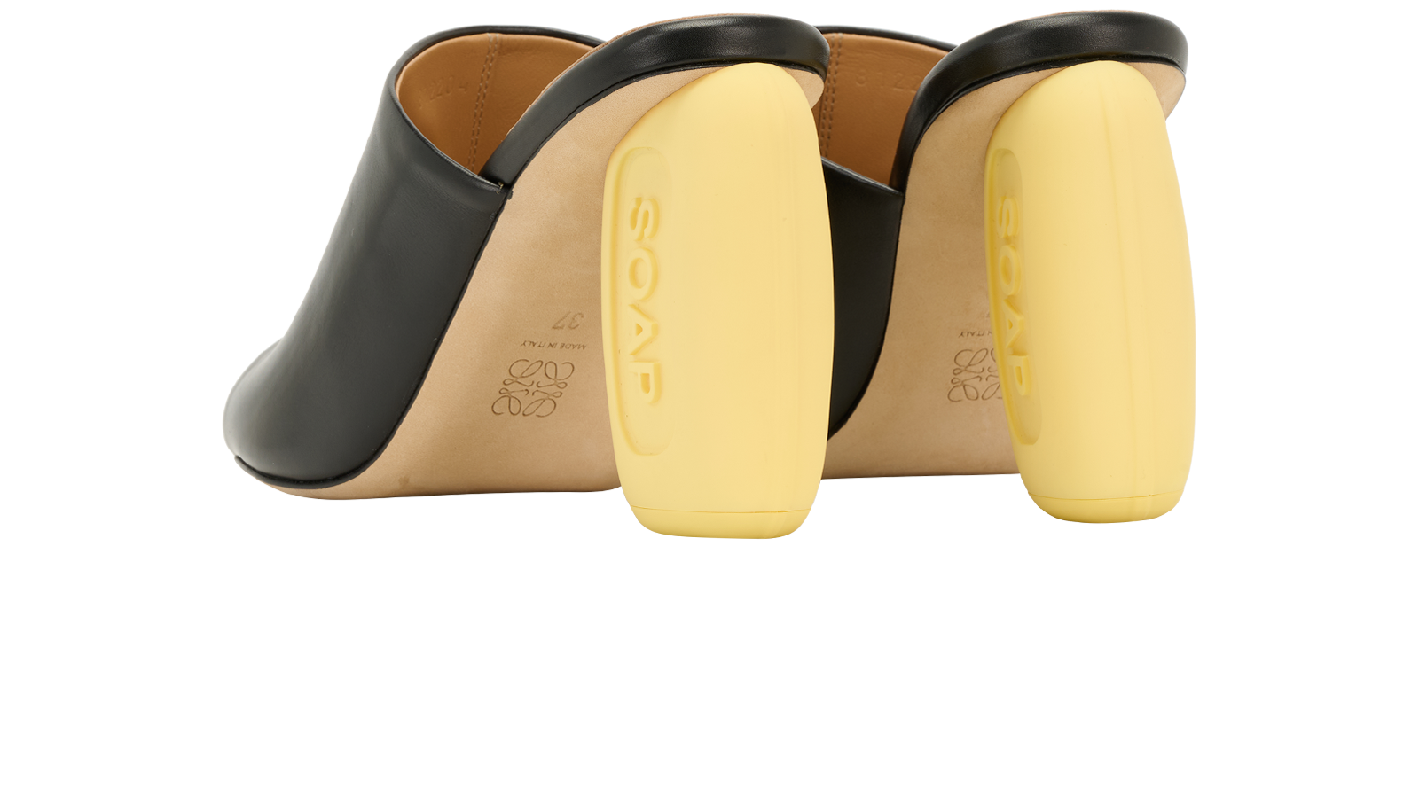 Loewe Soap Sandals, &pound;250, Shoes, Black, Leather, Back view