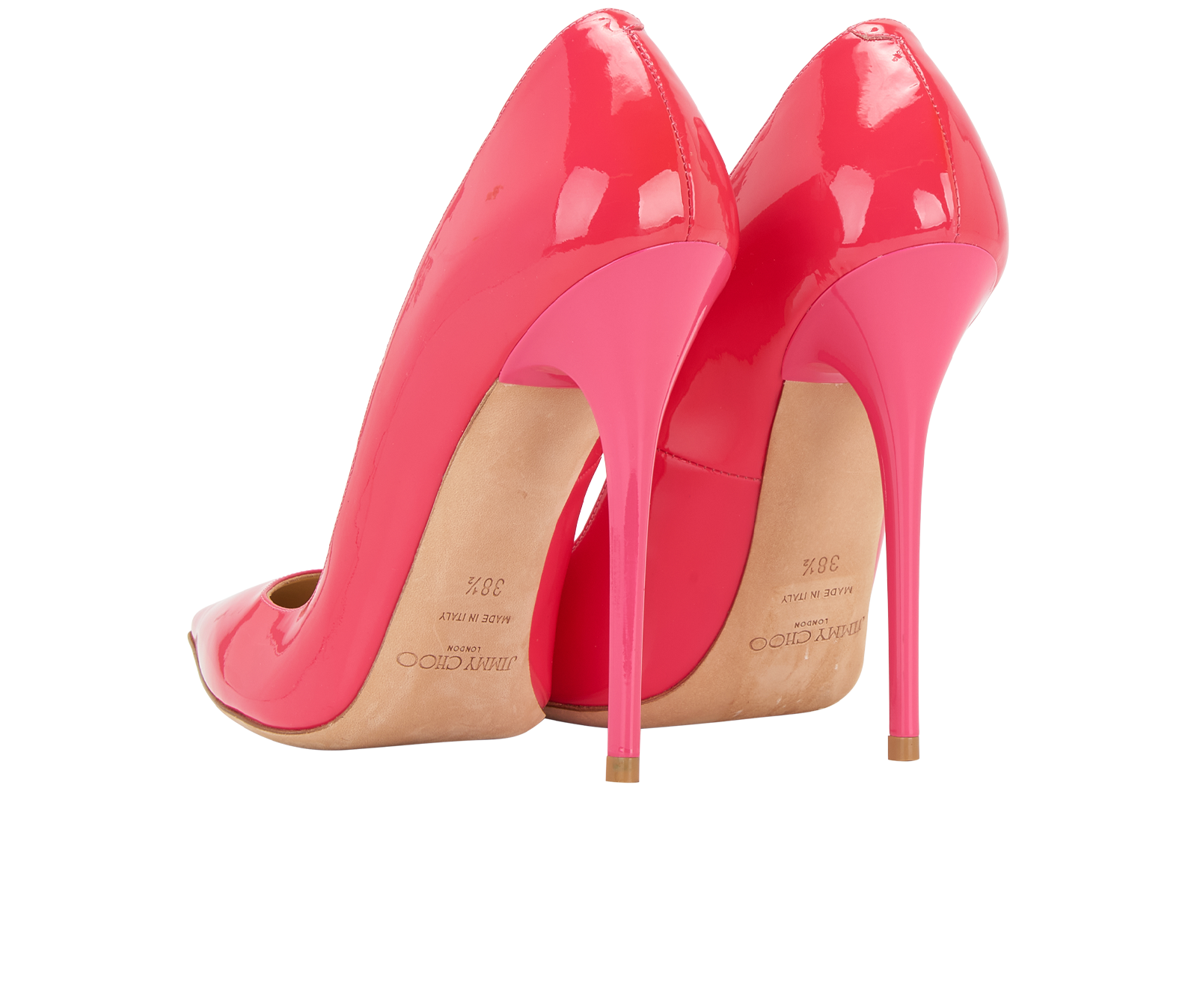 Jimmy Choo Point Toe Pumps, &pound;110, Shoes, Pink, Patent Leather, Back view