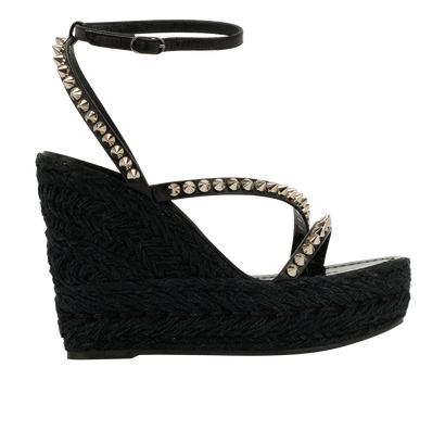 Christian Louboutin Mafaldina Zeppa Wedges, &pound;350, Shoes, Black, Leather, Front view