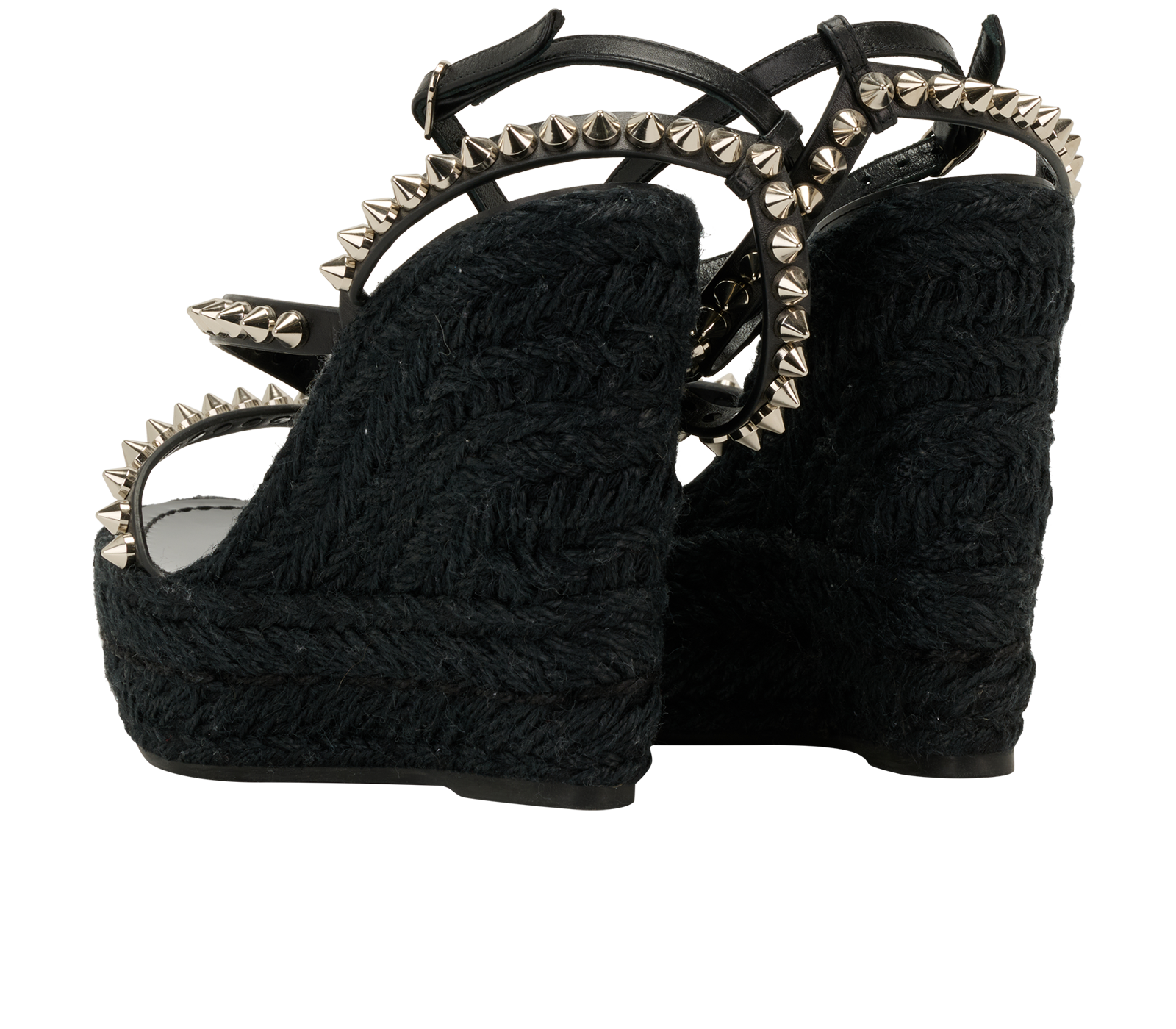 Christian Louboutin Mafaldina Zeppa Wedges, &pound;350, Shoes, Black, Leather, Back view