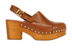 Chloe Jeannette Clogs, Leather, Brown, UK8, 2*