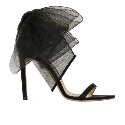 Jimmy Choo Aveline 100 Sandals, &pound;240, Shoes, Black, Leather/Satin, Front view