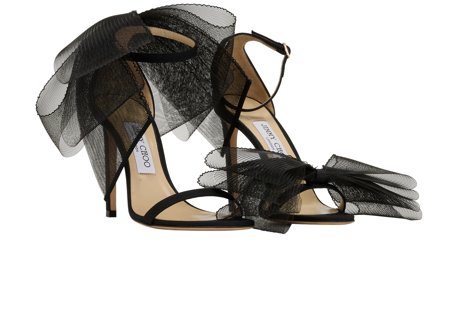 Jimmy Choo Aveline 100 Sandals, &pound;240, Shoes, Black, Leather/Satin, Side view