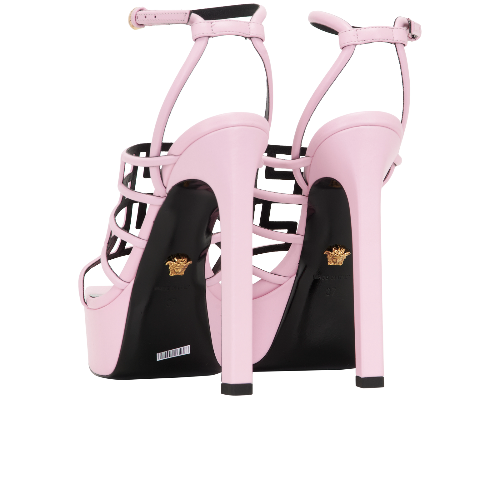 Versace Greca Platform Sandals, &pound;250, Shoes, Pink, Leather, Back view